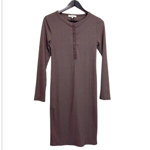 Monk & Lou Ribbed Henley Long Sleeve Dress - Size M